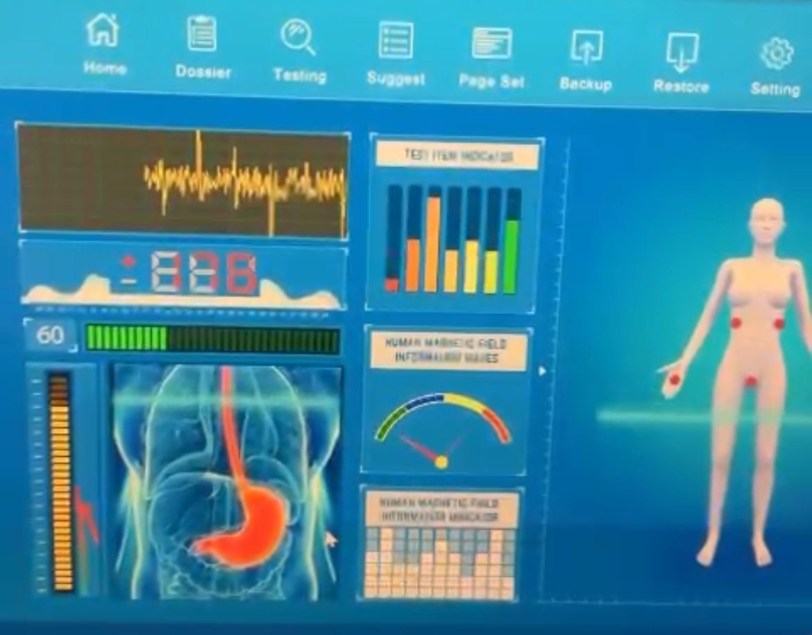 A women showing data on laptop